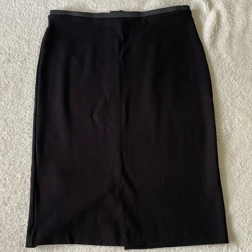 Carmen Marc Valvo Black stretch Pencil skirt back gold zip size small​​​​​​